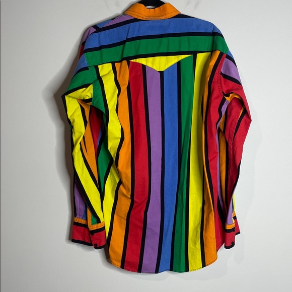 Vintage Ruddock Bros Men’s Western Brushpopper Bright Stripes Size 16 1/2 - Picture 5 of 6